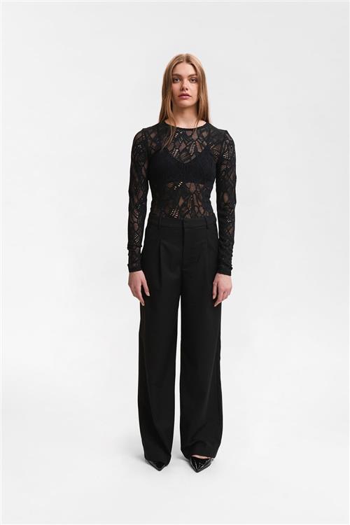 Se Gestuz Hilmagz Lace ls Blouse Kvinde Black Langærmede Bluser Str XS - hos Magasin ved Magasin