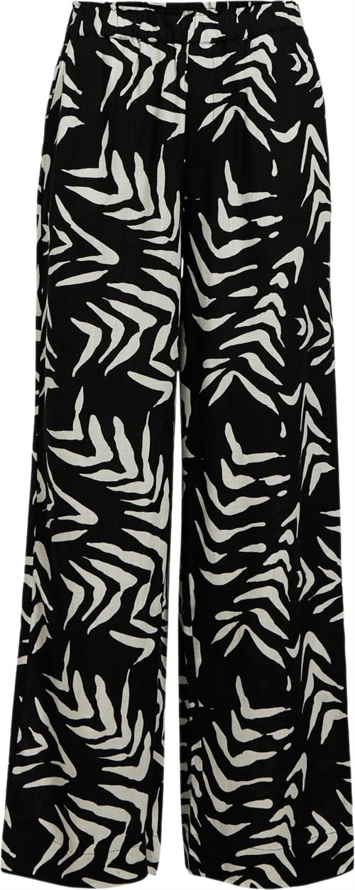 Object Objemira HW Pant 131 Kvinde Black/white Sand Bukser Med Brede Ben Str 38 - hos Magasin