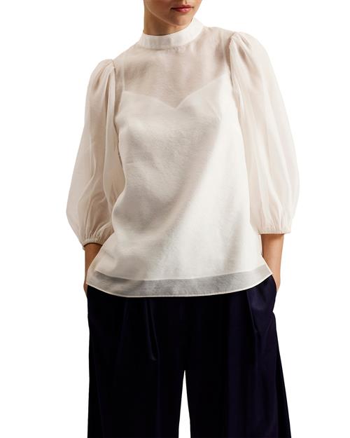 Se Ted Baker Frias Sheer Organza Top With Balloo Kvinde Ivory Langærmede Bluser Str M /3 - hos Magasin ved Magasin