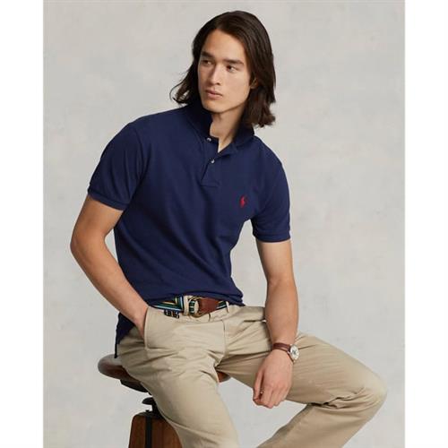 Polo Ralph Lauren Custom Slim Fit Mesh Polo Mand Navy Kortærmede Poloer Str S - Bomuld hos Magasin