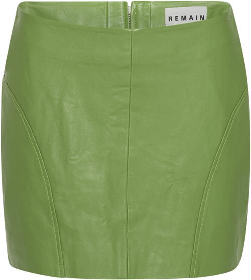 REMAIN Leather Mini Skirt Kvinde Forest Green Korte Nederdele Str 34 - hos Magasin