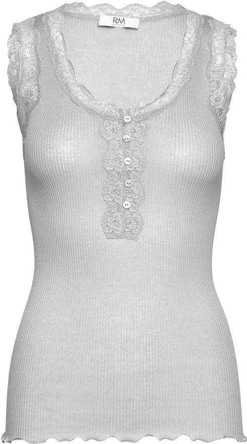 RM by Rosemunde Rmwbalta Modal SL Lace Placket top Kvinde Pale Grey Toppe Str S - Bomuld hos Magasin