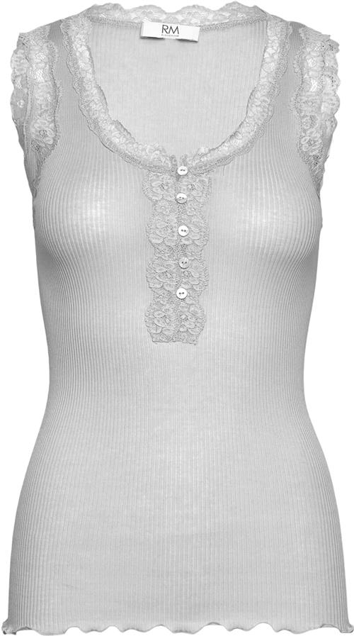 RM by Rosemunde Rmwbalta Modal SL Lace Placket top Kvinde Pale Grey Toppe Str M - Bomuld hos Magasin