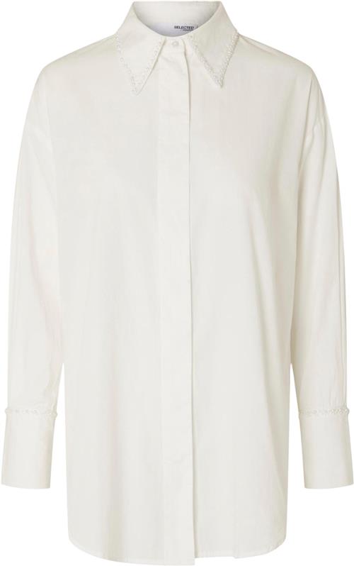 Selected Femme Slfleah LS Pearl Shirt EX Kvinde Hvid Langærmede Skjorter Str 40 - hos Magasin