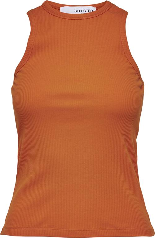 Selected Femme Slfanna Oneck Tank TOP Noos Kvinde Orangeade Tanktoppe Str L - hos Magasin