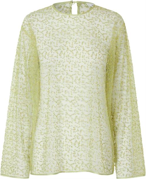 Se Samsøe Samsøe Samally Blouse 15264 Kvinde Green Sheen Langærmede T-shirts Str S - Polyester hos Magasin ved Magasin