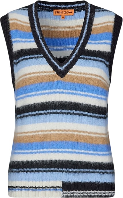 Stine Goya Sgroberta, 2046 Multi Stripes Kvinde Classic Stripe Strikveste Str XL - hos Magasin