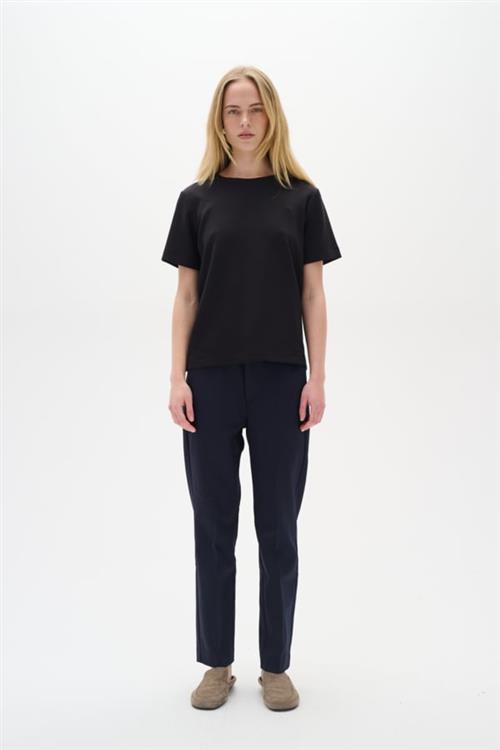 InWear Zellaiw Flat Pant Kvinde Marine Blue Bukser Med Smalle Ben Regular Fit Str 38 - hos Magasin