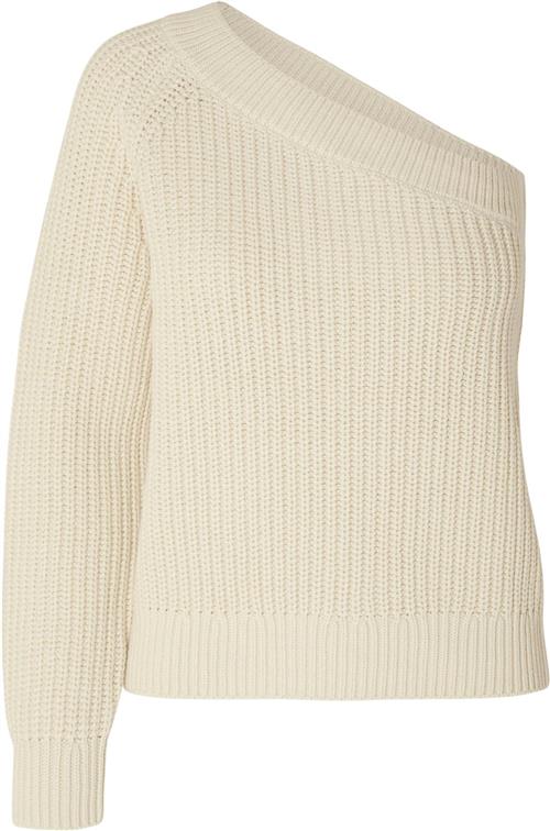 Se Selected Femme Slfsedora LS Knit ONE Shoulder Kvinde Birch Sweaters Str L - hos Magasin ved Magasin