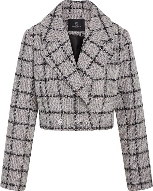 Bruuns Bazaar Doxabbnanyas Short Blazer Kvinde Sand - Check Blazere Str 42 - Polyester hos Magasin