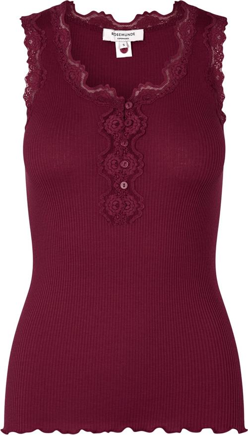 Se Rosemunde Silk top w/ Button & Lace Kvinde Maroon Red Toppe Str XL - hos Magasin ved Magasin