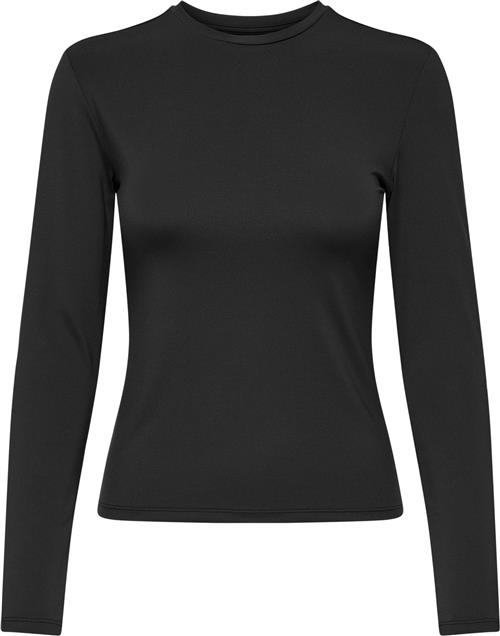 ONLY Onlea L/S TOP Oneck JRS Kvinde Sort Langærmede T-shirts Regular Fit Str XS - hos Magasin