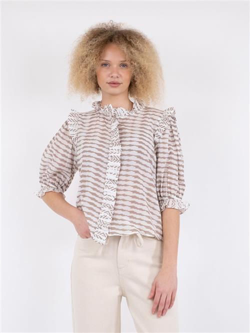 Se Neo Noir Chacha Graphic Blouse Kvinde Sand Kortærmede Bluser Str 38 - Viskose hos Magasin ved Magasin