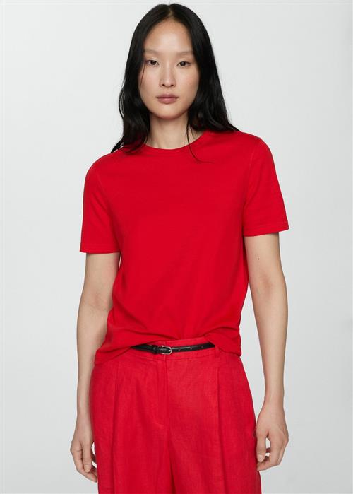 MANGO Shortsleeved Cotton T-shirt Kvinde Red Kortærmede T-shirts Str S - hos Magasin