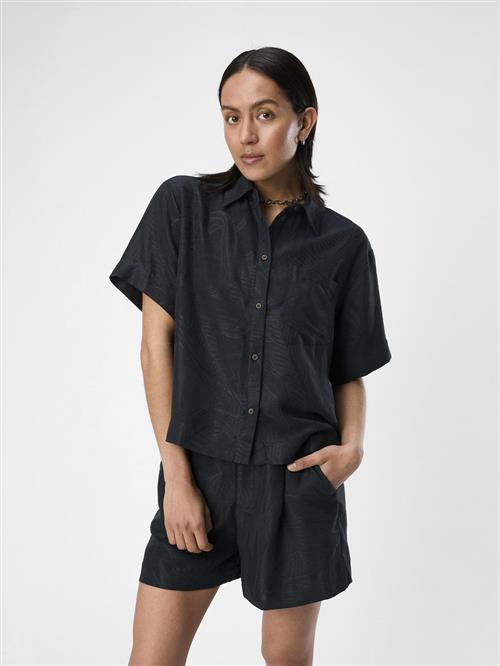 Object Objhannima S/S Shirt 132 Kvinde Black Kortærmede Skjorter Str 40 - hos Magasin