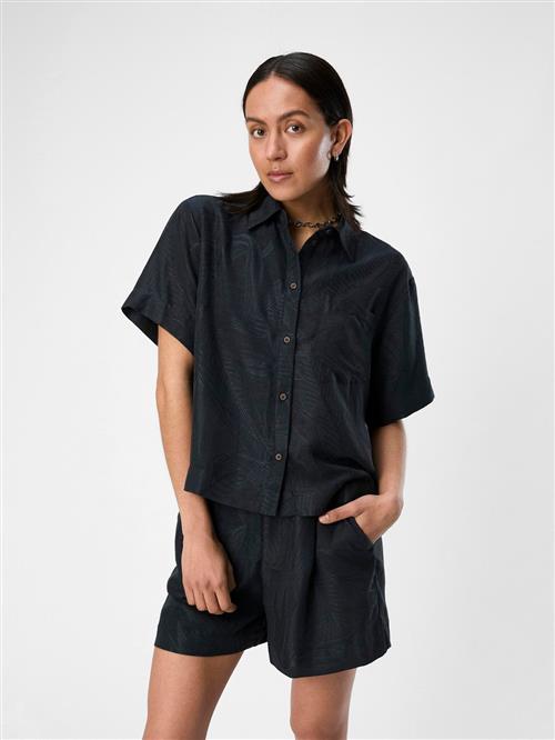 Object Objhannima S/S Shirt 132 Kvinde Black Kortærmede Skjorter Str 42 - hos Magasin