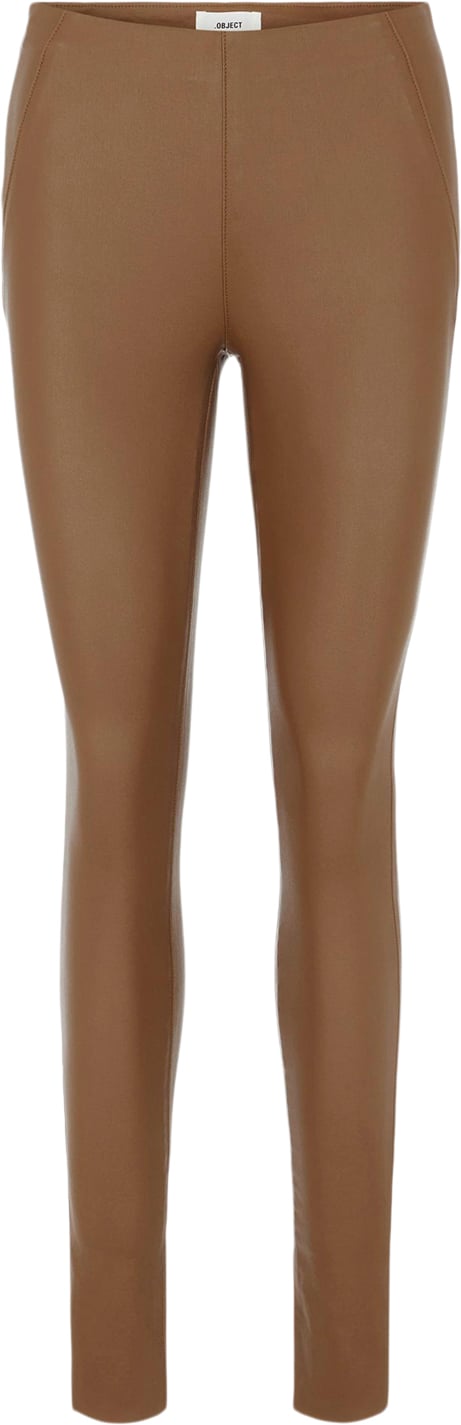 Se Object Objbelle MW Coated Leggings Noos Kvinde Sepia Leggings Str 40 - hos Magasin ved Magasin