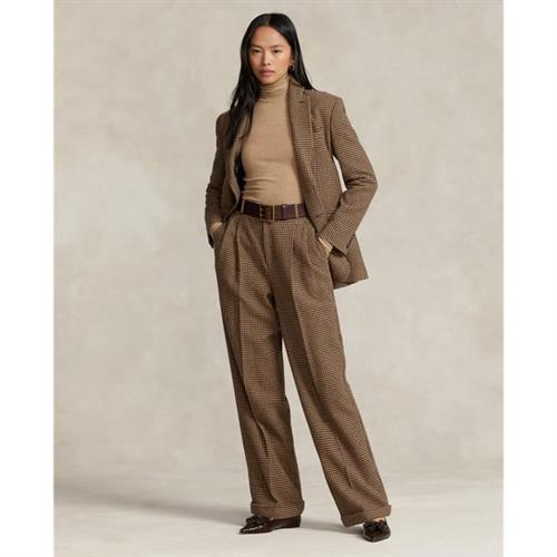 Se Polo Ralph Lauren Pleated Houndstooth Tweed Pant Kvinde Brun Bukser Med Smalle Ben Str 40 - Bomuld hos Magasin ved Magasin