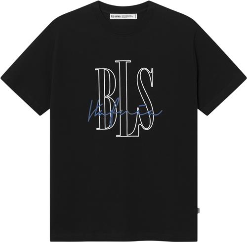 BLS Hafnia Signature Outline Tshirt Mand Black Kortærmede T-shirts Regular Fit Str L - Bomuld hos Magasin