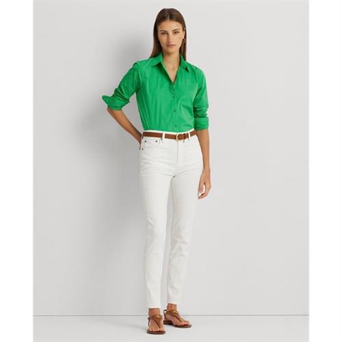 Se Lauren Ralph Lauren Featherweight Cotton Shirt Kvinde Green Topaz Langærmede Skjorter Str XS - Bomuld hos Magasin ved Magasin