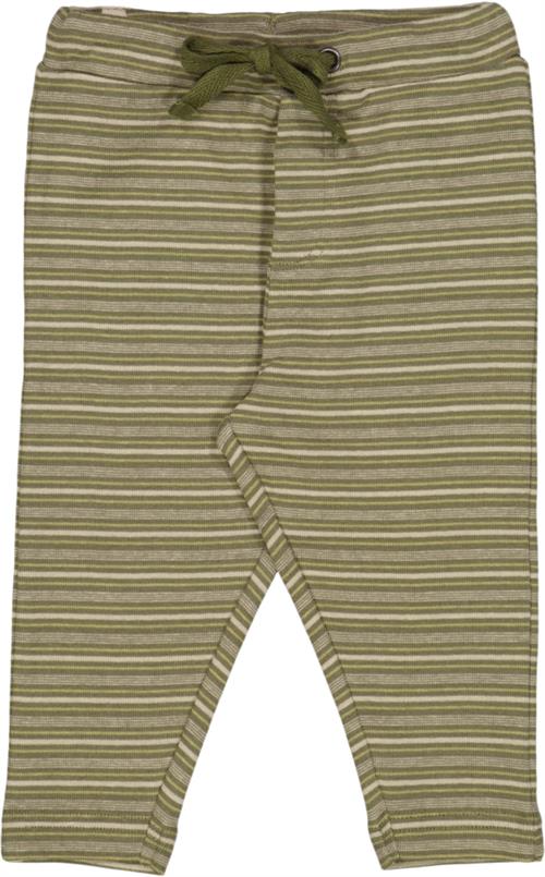 Se Wheat Jersey Bukser Manfred Str 2 år / 92 cm - Heather Green Stripe Bukser Bomuld hos Magasin ved Magasin