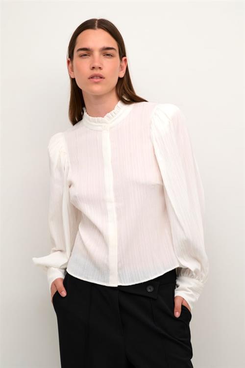 Karen by Simonsen Frostykb Frill Shirt Kvinde 110601 Langærmede Skjorter Str 38 - hos Magasin