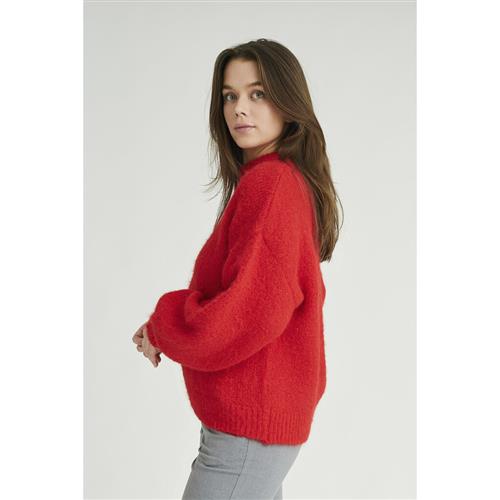 A-VIEW Patrisia Solid Knit Pullover Kvinde Red Sweaters Str L - hos Magasin