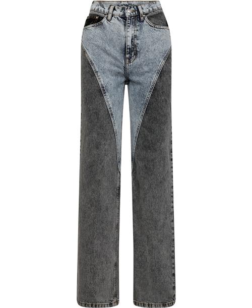 Se ROTATE Birger Christensen Straight Patchwork Jeans Kvinde Medium Blue Denim Straight Jeans Str 27 - Denim hos Magasin ved Magasin