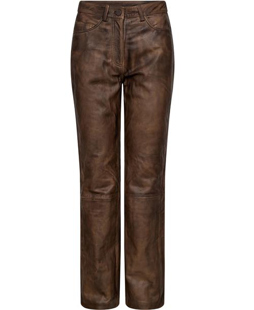 REMAIN Leather Pants Kvinde Brown Sugar Comb. Læderbukser Str 42 - hos Magasin