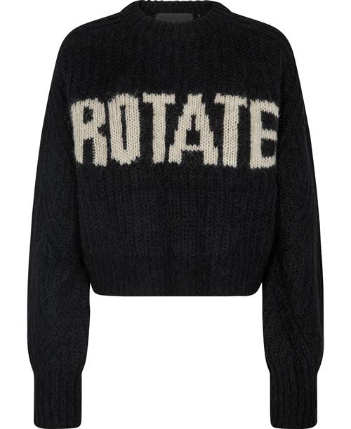 ROTATE Birger Christensen Sweater Knit Kvinde Black W. Turtledove Logo Sweaters Str 38 - hos Magasin