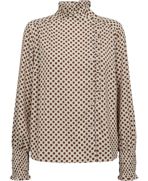 Magasin du Nord Collection Magasin Alexia 1 GRS Kvinde Brown Dot Langærmede Bluser Str XL