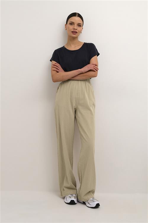 Se Kaffe Kanaya Wide Pants Kvinde Classic Sand Bukser Med Brede Ben Relaxed Fit Str 40 - hos Magasin ved Magasin