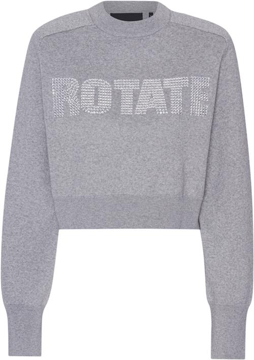 ROTATE Birger Christensen Firm Knit Cropped Jumper Kvinde Lunar Rock Sweaters Str 38 - hos Magasin