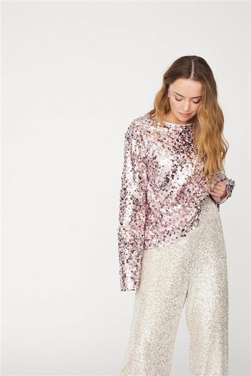 A-VIEW Sequin Blouse Kvinde Rose Langærmede Bluser Str 42 - hos Magasin