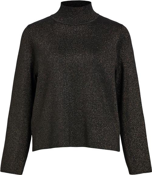 Object Objreynard Square Sleeve Pullover N Kvinde Black/glitter Col Rullekraver Str S - hos Magasin