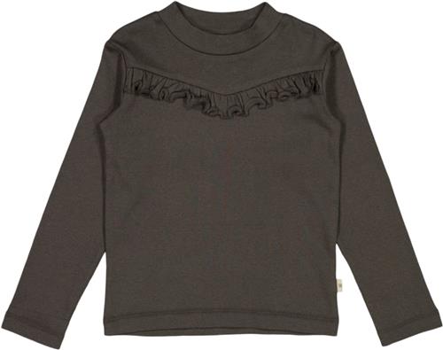 Wheat Rib Tshirt Flæse Str 140/10y - Black Granite Langærmede T-shirts Bomuld hos Magasin