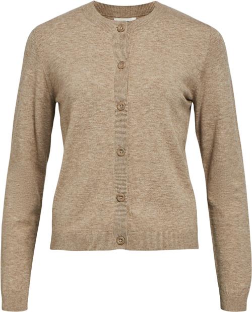 Se Object Objthess L/S Short Cardigan Noos Kvinde Desert Taupe/melange Cardigans Str XL - hos Magasin ved Magasin