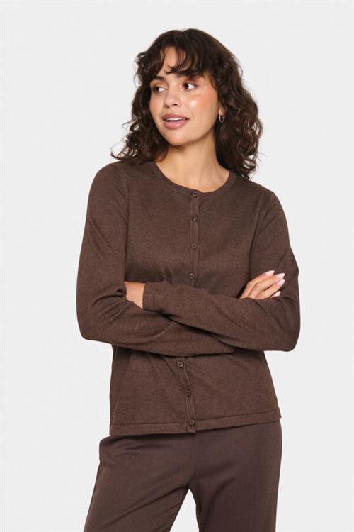 Se Saint Tropez A8661, Milasz Rneck Cardigan Kvinde Dark Oak Melange Cardigans Classic Fit Str S - hos Magasin ved Magasin