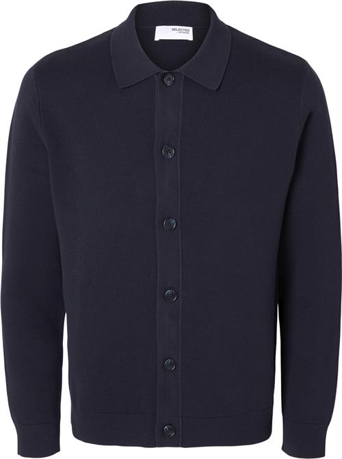 Se Selected Homme Slhmattis LS Knit Polo Cardigan Mand Sky Captain Cardigans Str L - hos Magasin ved Magasin