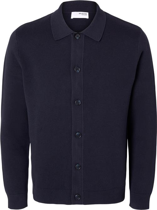 Se Selected Homme Slhmattis LS Knit Polo Cardigan Mand Sky Captain Cardigans Str M - hos Magasin ved Magasin