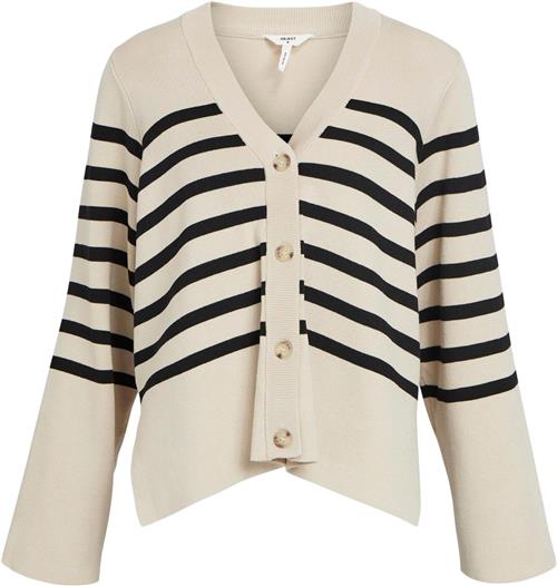 Se Object Objester LS Cardigan A DIV Kvinde Sandshell/black Cardigans Str XS - hos Magasin ved Magasin