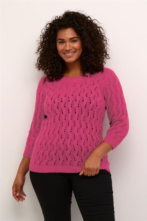 Se Kaffe Curve Kclana Knit Pullover Kvinde Festival Fuchsia Sweaters Str L - hos Magasin ved Magasin