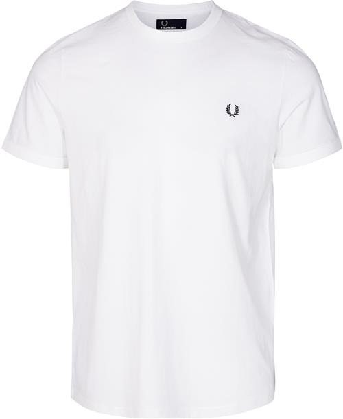 Se Fred Perry Ringer Tshirt Mand Hvid Kortærmede T-shirts Str L - Bomuld hos Magasin ved Magasin