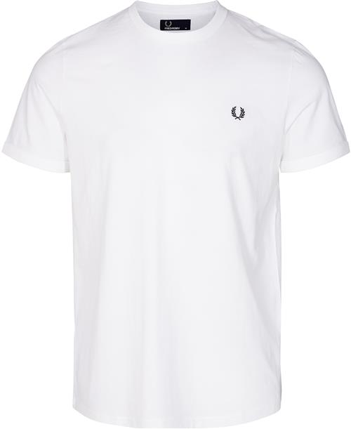 Fred Perry Ringer Tshirt Mand Hvid Kortærmede T-shirts Str XL - Bomuld hos Magasin