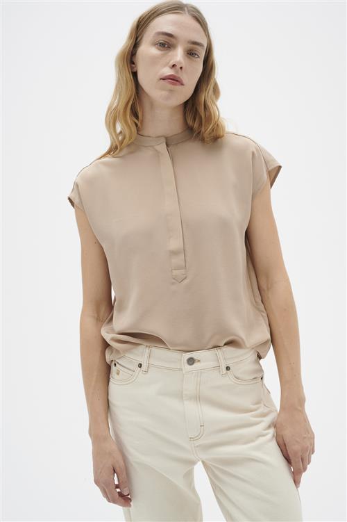 Se InWear Lucie Top Premium 100% Silk Kvinde Amphora Kortærmede Bluser Relaxed Fit Str 34 - hos Magasin ved Magasin