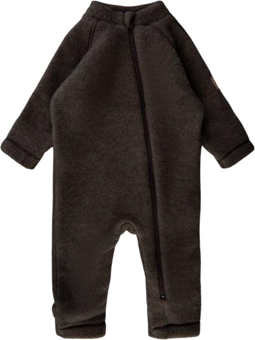 Mikk-Line Wool Baby Suit Str 92 - Dark Brown Melang Køredragter Uld hos Magasin