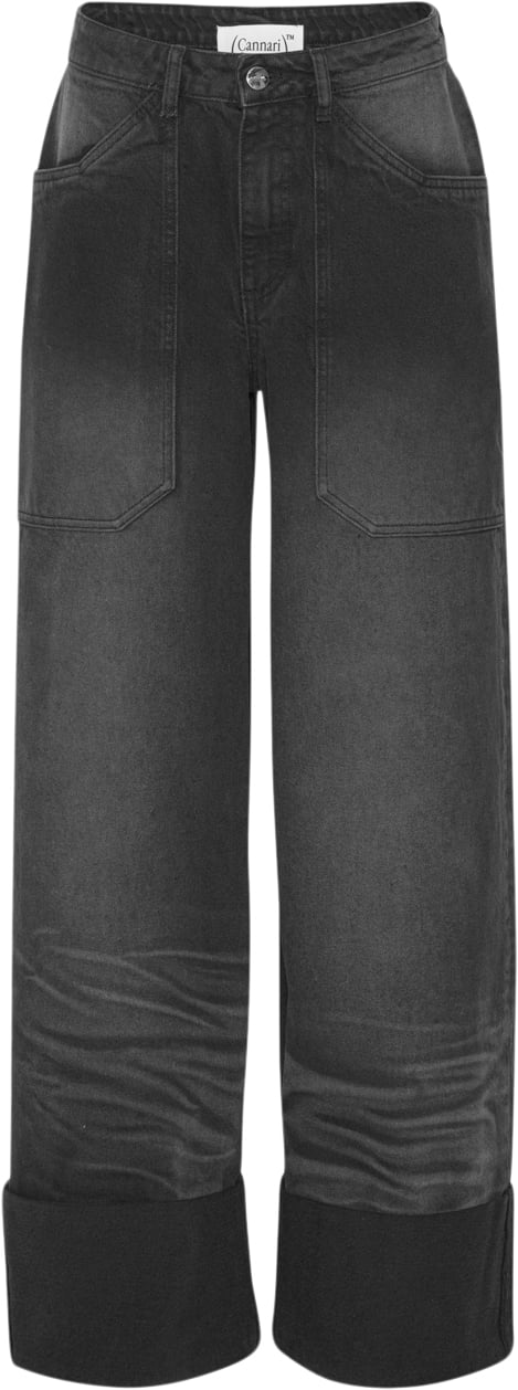 Se Cannari Concept Black Wash Loose Jeans Kvinde Forged Iron Boyfriend Jeans Str 42 - hos Magasin ved Magasin