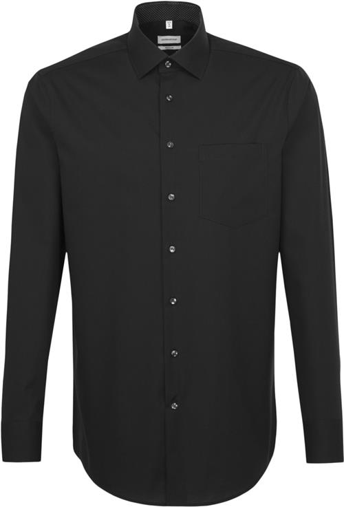 Seidensticker Business Shirt Regular Long Sleeve Kentcollar Uni Mand Black Langærmede Skjorter Str 40 - hos Magasin