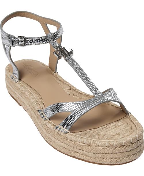 Lauren Ralph Lauren Mtlc Embsd Lizardpayton-es-flt Kvinde Polished Silver Espadrillos Str 39 - hos Magasin