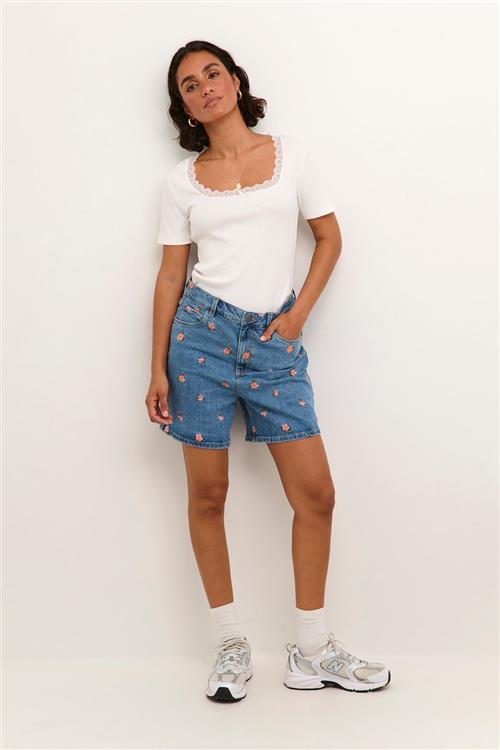 Kaffe Kababeth Denim Shorts Kvinde Light Blue Washed Denim Denim Shorts Str 40 Denim - hos Magasin